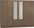 Nevada 6 Door 2 Drawer Wardrobe - Rustic Oak Effect