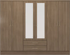 Nevada 6 Door 2 Drawer Wardrobe - Rustic Oak Effect