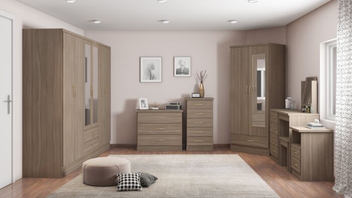 Nevada 6 Door 2 Drawer Wardrobe - Rustic Oak Effect