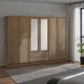 Nevada 6 Door 2 Drawer Wardrobe - Rustic Oak Effect
