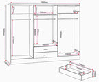 Nevada 6 Door 2 Drawer Wardrobe - Rustic Oak Effect