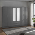 Nevada 6 Door 2 Drawer Wardrobe - 3D Effect Grey