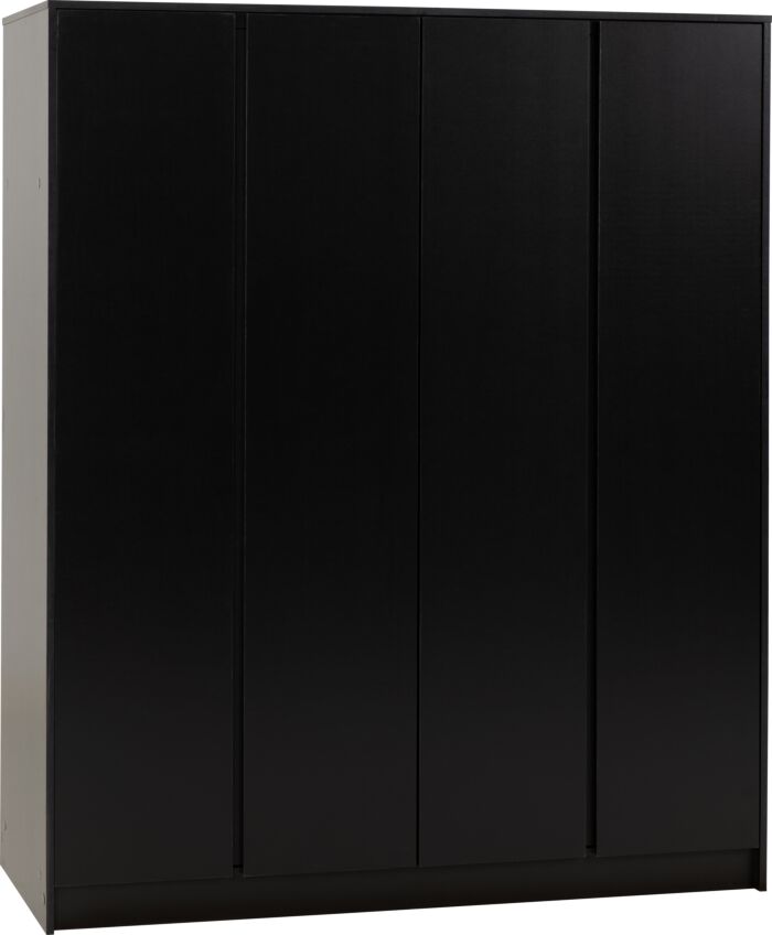 Malvern 4 Door Wardrobe - Black