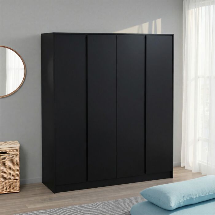 Malvern 4 Door Wardrobe - Black