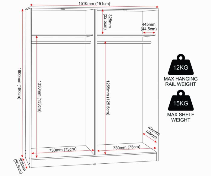 Malvern 4 Door Wardrobe - Black