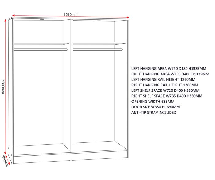 Malvern 4 Door Wardrobe - Sonoma Oak Effect