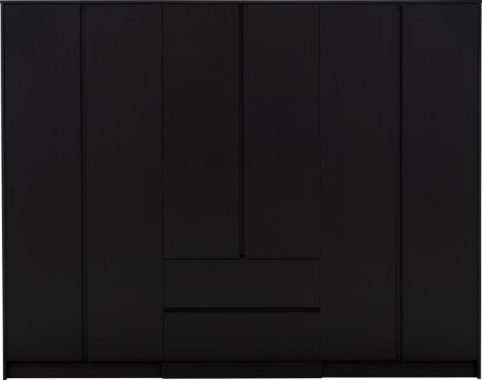 Malvern 6 Door 2 Drawer Wardrobe - Black