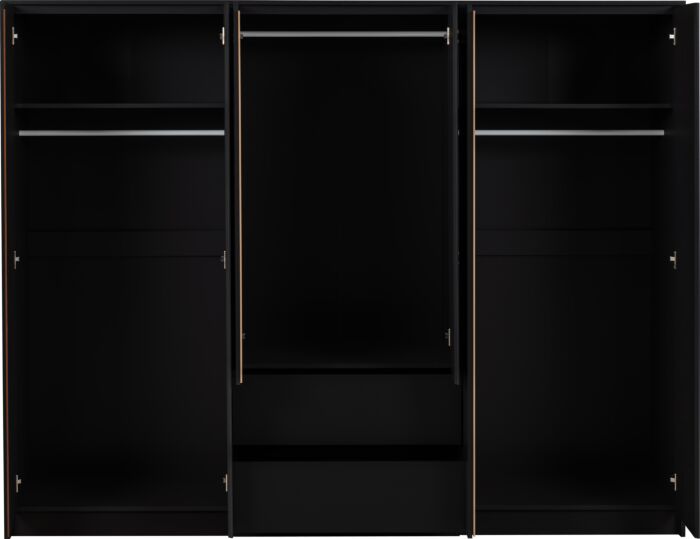 Malvern 6 Door 2 Drawer Wardrobe - Black