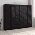 Malvern 6 Door 2 Drawer Wardrobe - Black