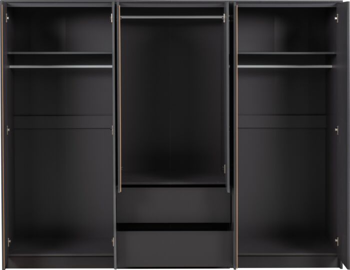 Malvern 6 Door 2 Drawer Wardrobe - Grey