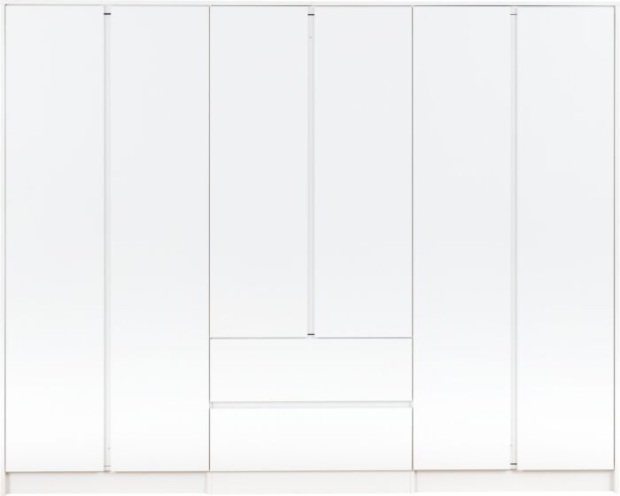 Malvern 6 Door 2 Drawer Wardrobe - White