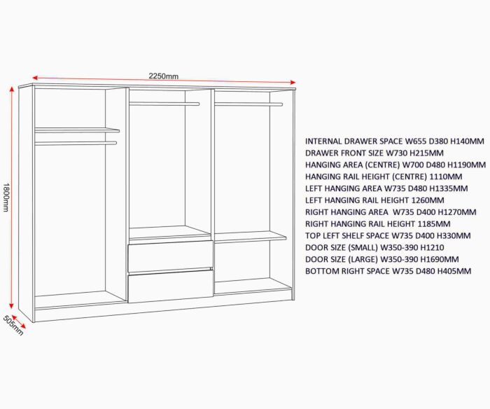 Malvern 6 Door 2 Drawer Wardrobe - White