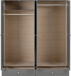 Denver 4 Door 2 Drawer Mirrored Wardrobe - Grey Gloss