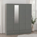 Denver 4 Door 2 Drawer Mirrored Wardrobe - Grey Gloss