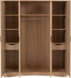 Tessa 4 Door Mirrored Wardrobe - Natural Oak Effect