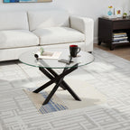 Sheldon Round Coffee Table - Clear Glass/Black