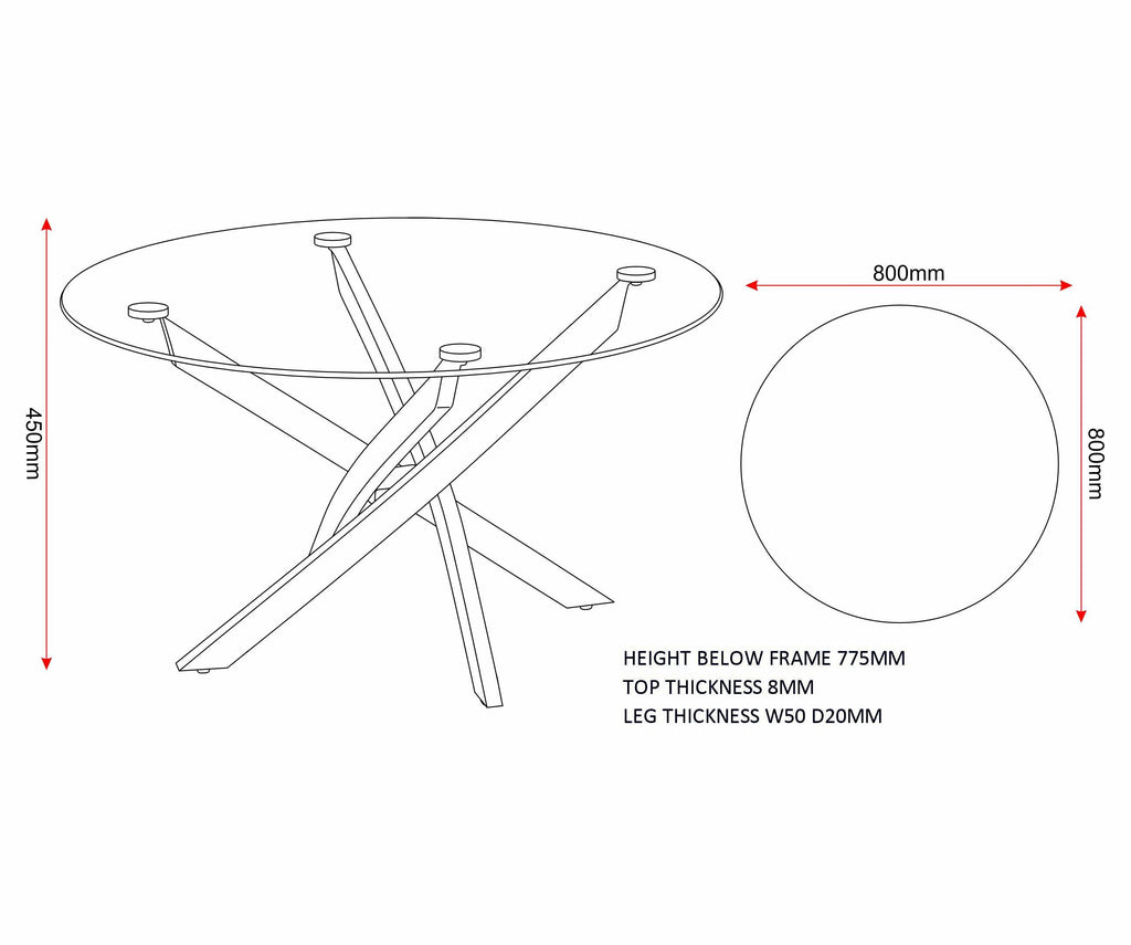 Sheldon Round Coffee Table - Clear Glass/Black