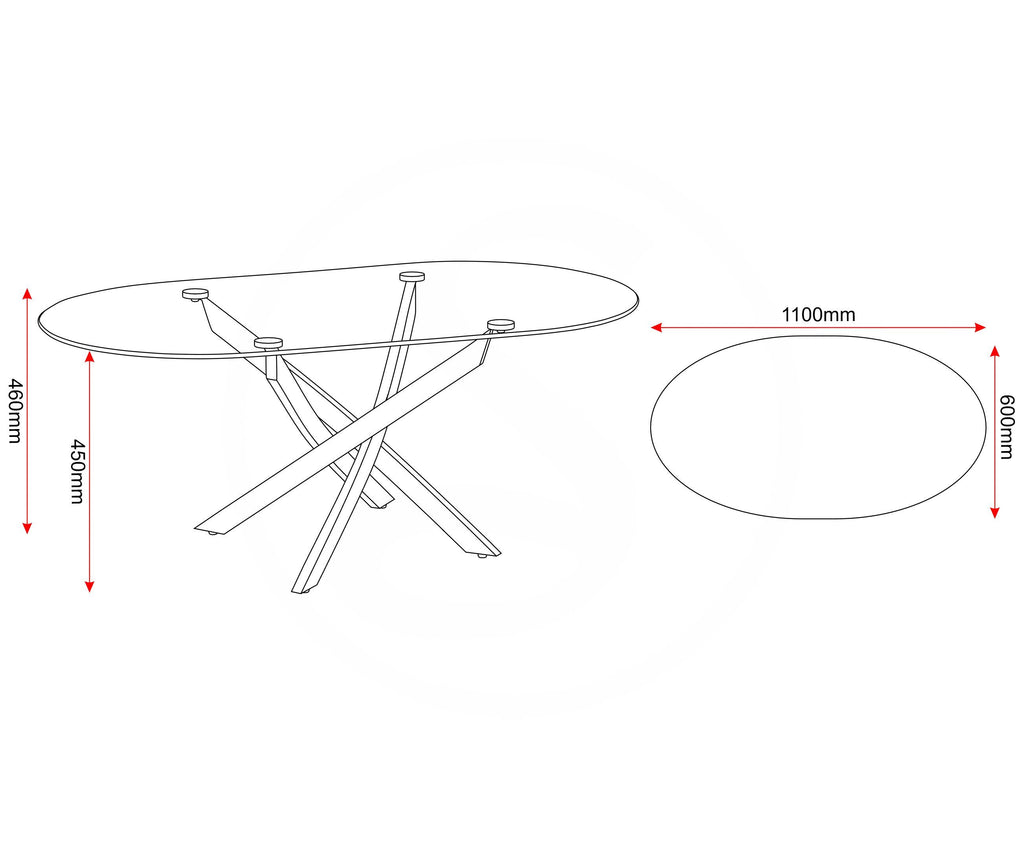 Sheldon Oval Coffee Table - Clear Glass/Black