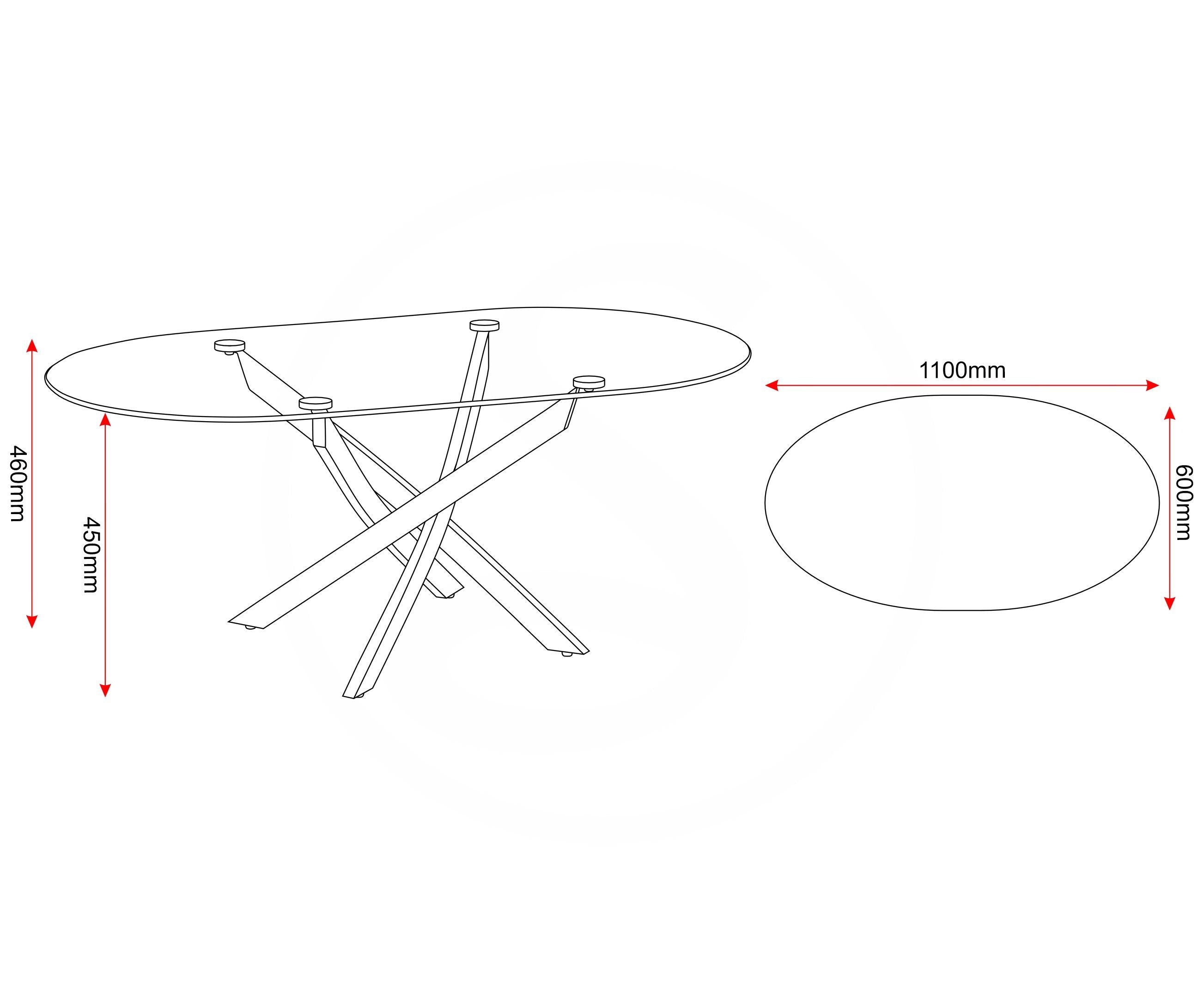 Sheldon Oval Coffee Table - Clear Glass/Black