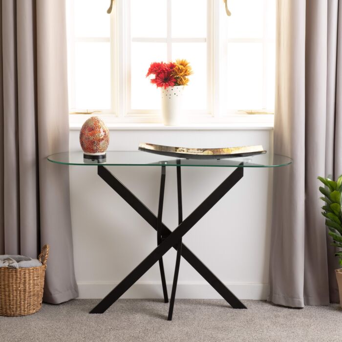 Sheldon Console Table - Clear Glass/Black