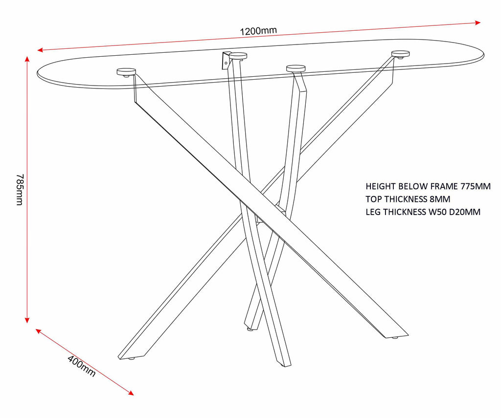 Sheldon Console Table - Clear Glass/Black