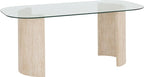Modena Dining Table - Clear Glass/Cream Marble Effect
