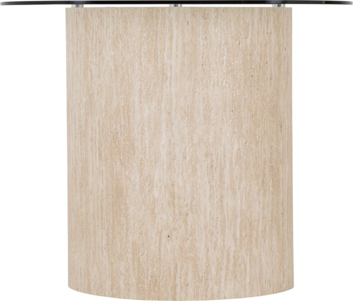 Modena Dining Table - Clear Glass/Cream Marble Effect