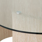 Modena Dining Table - Clear Glass/Cream Marble Effect