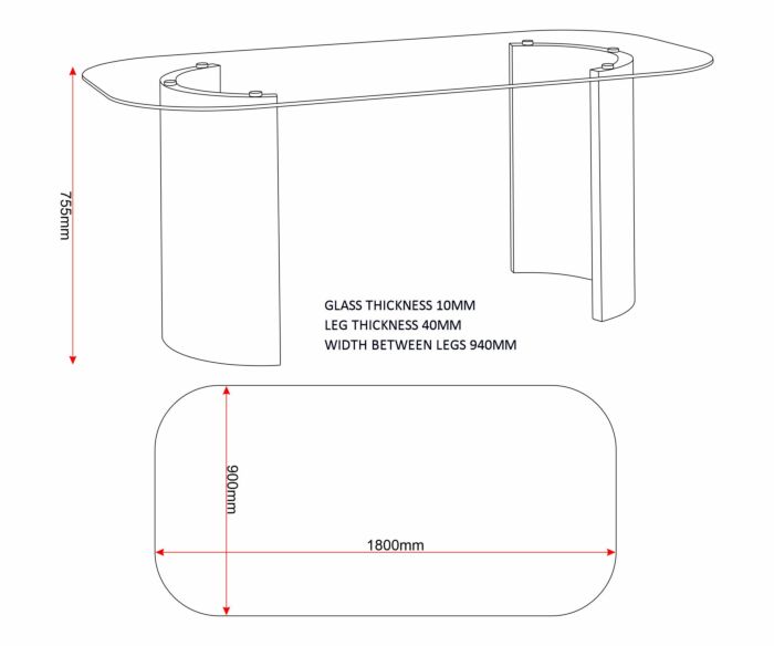 Modena Dining Table - Clear Glass/Cream Marble Effect