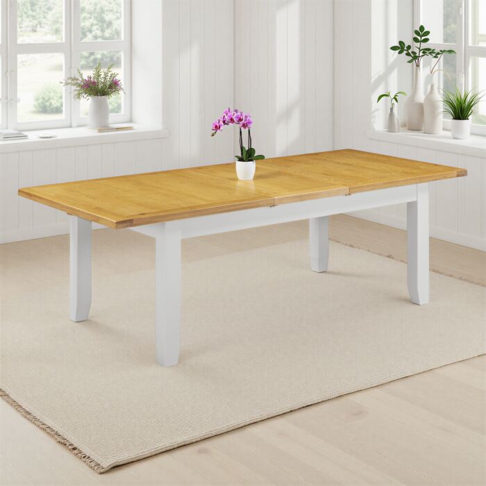 Windsor Large Extending Dining Table - Pebble Grey/Oak
