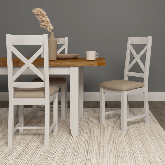 Windsor Large Extending Dining Table - Ivory/Oak