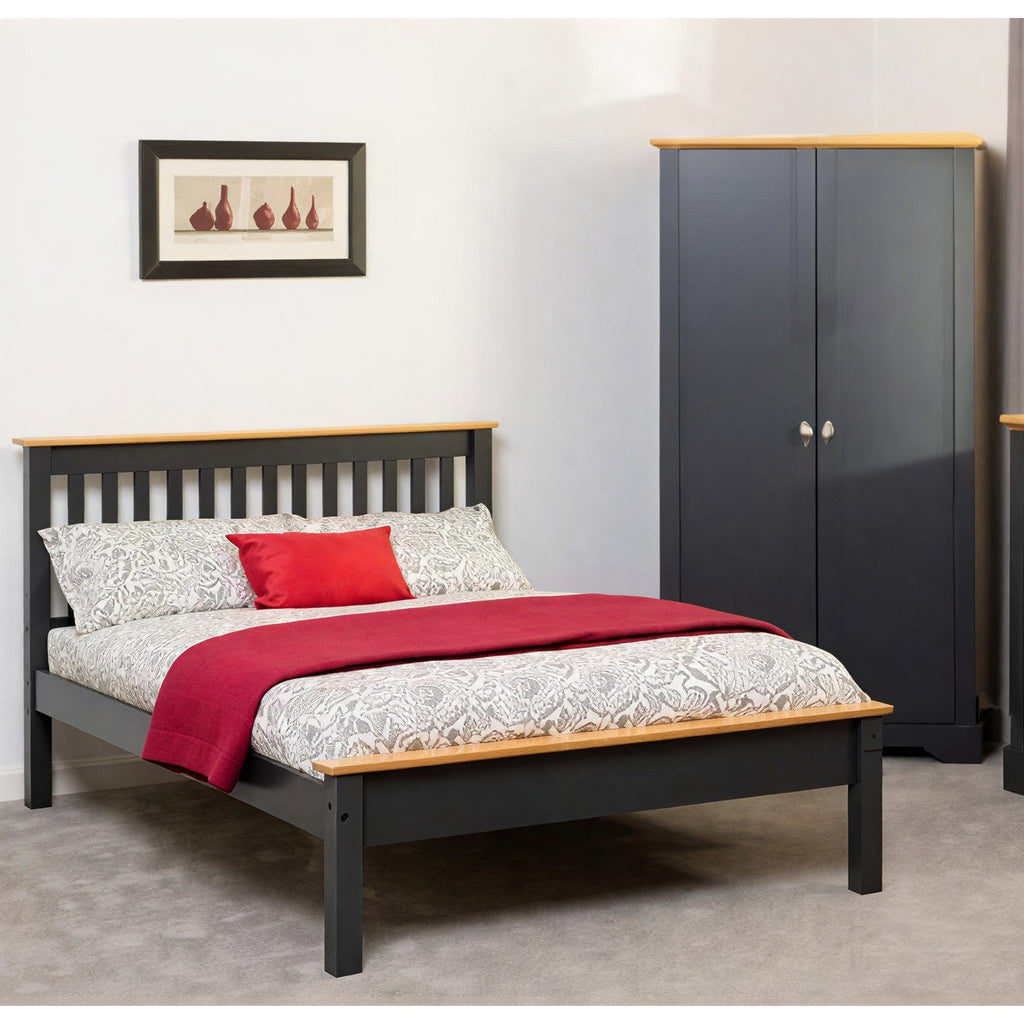 Monaco 4' Low End Bed - Dark Grey/Oak Effect