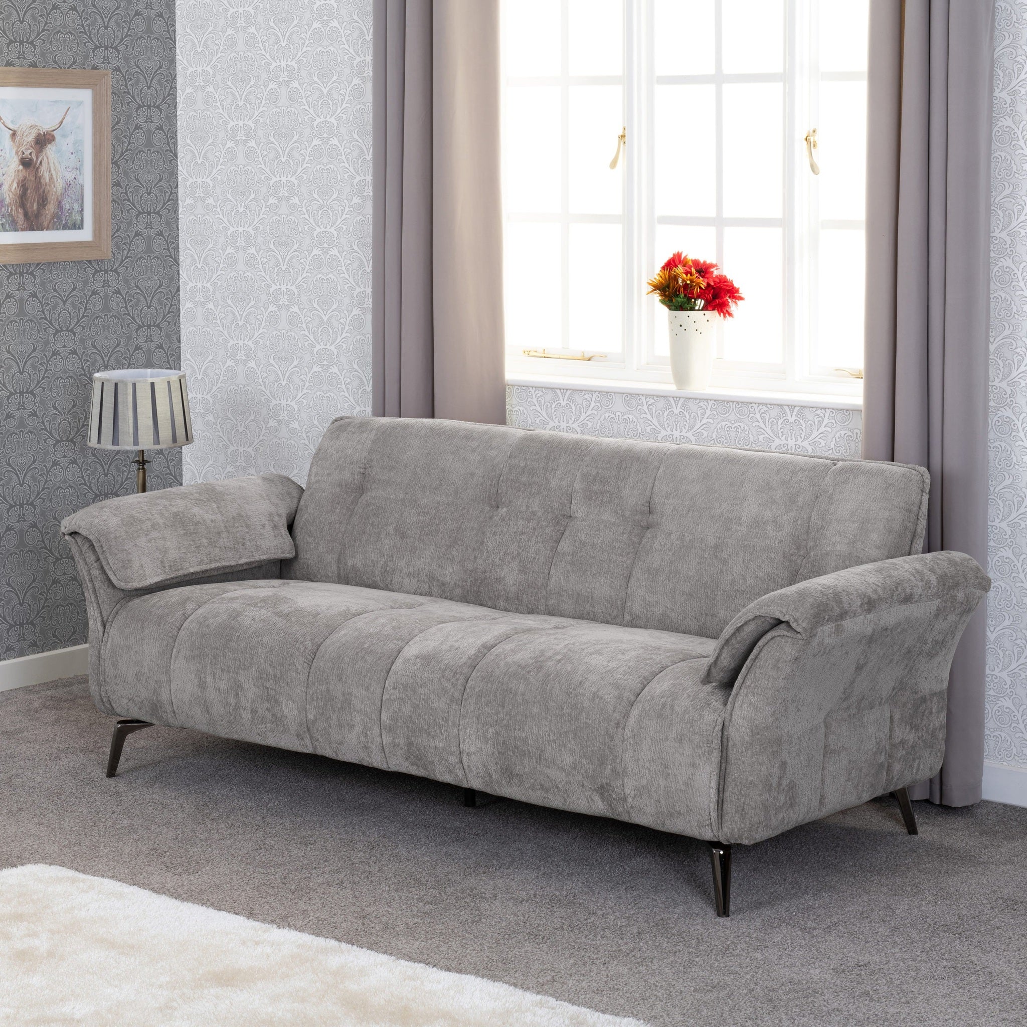 Amalfi 3 Seater Sofa - Grey Fabric