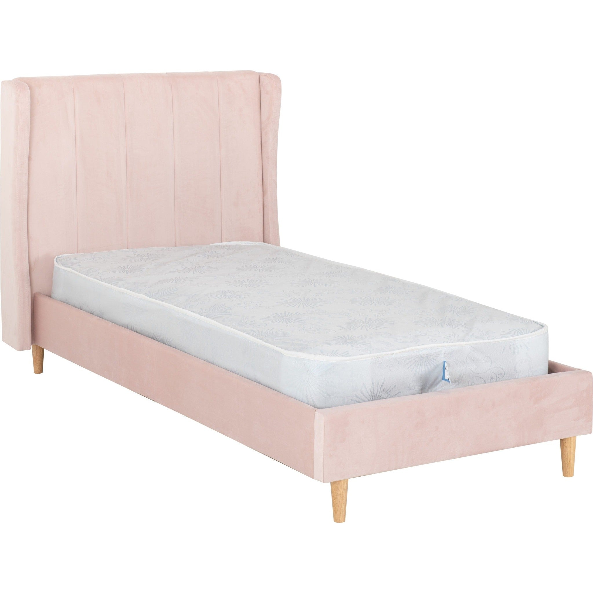 Amelia 3' Bed - Pink Velvet Fabric