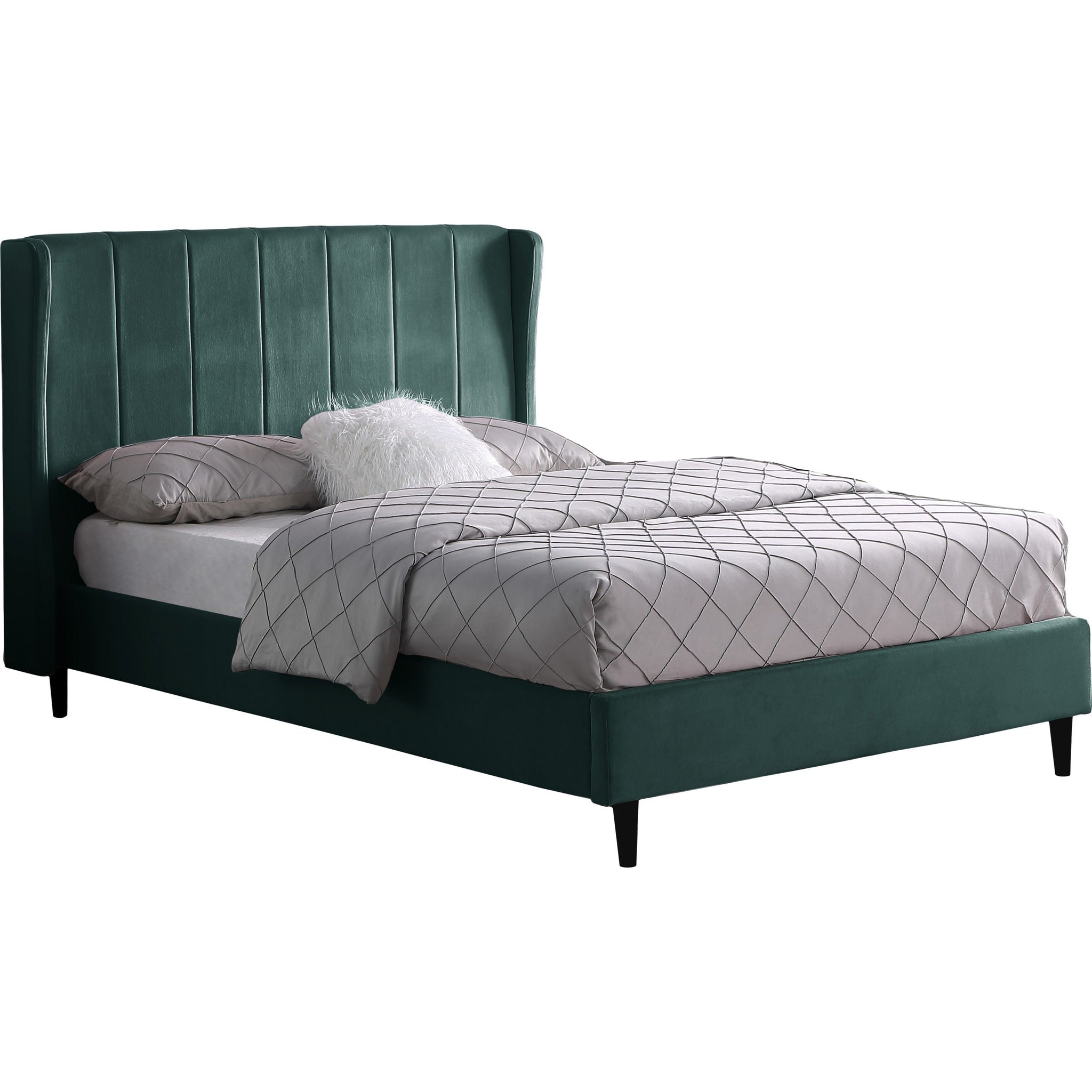Amelia 4'6" Bed - Green Velvet Fabric