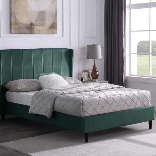 Amelia 5' Bed - Green Velvet Fabric