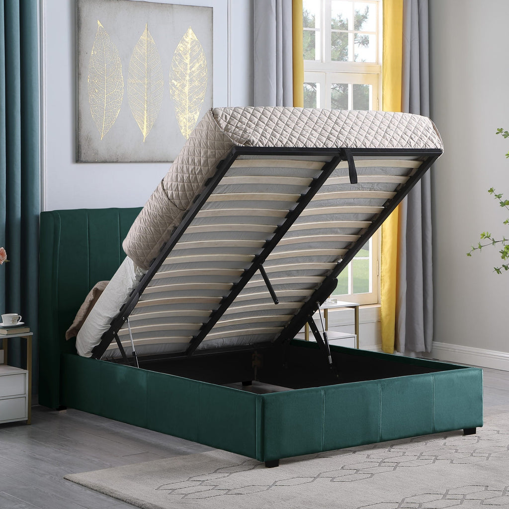 Amelia 5' Plus Bed - Green Velvet Fabric