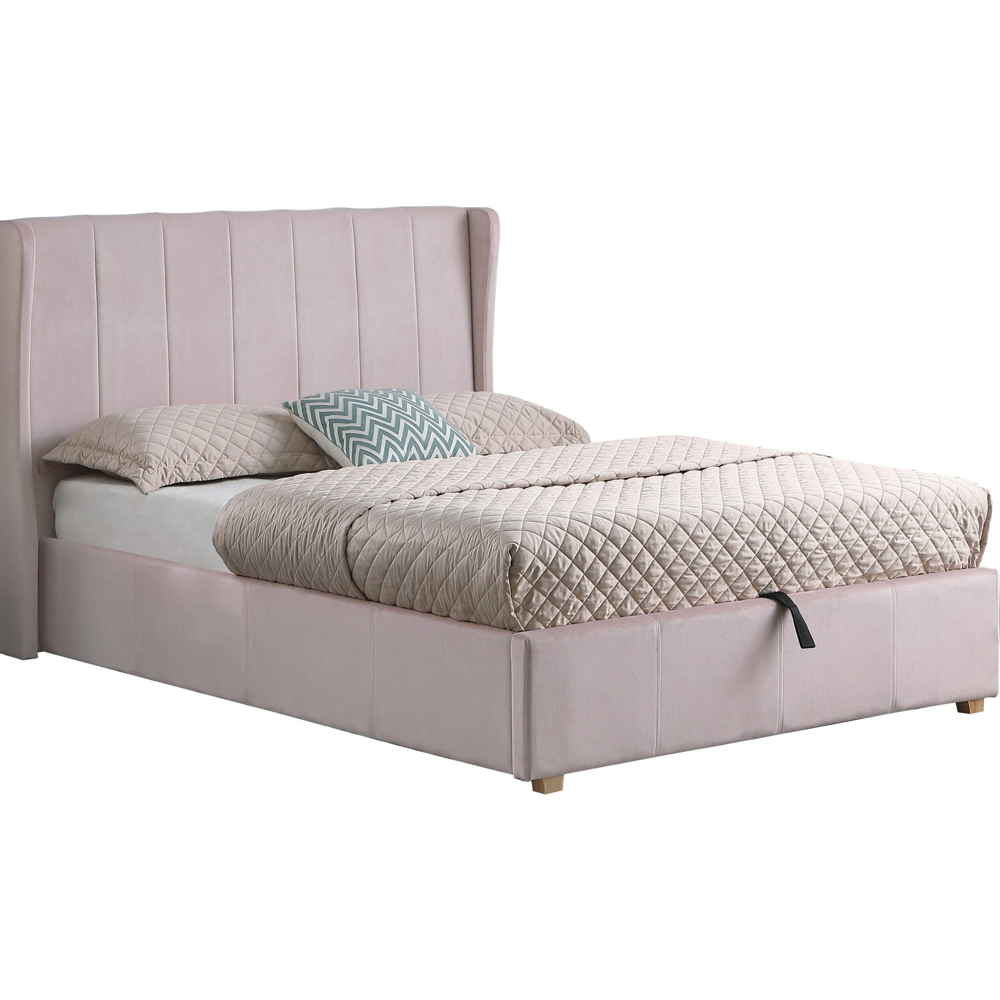 Amelia 4'6" Plus Bed - Pink Velvet Fabric