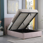 Amelia 4'6" Plus Bed - Pink Velvet Fabric