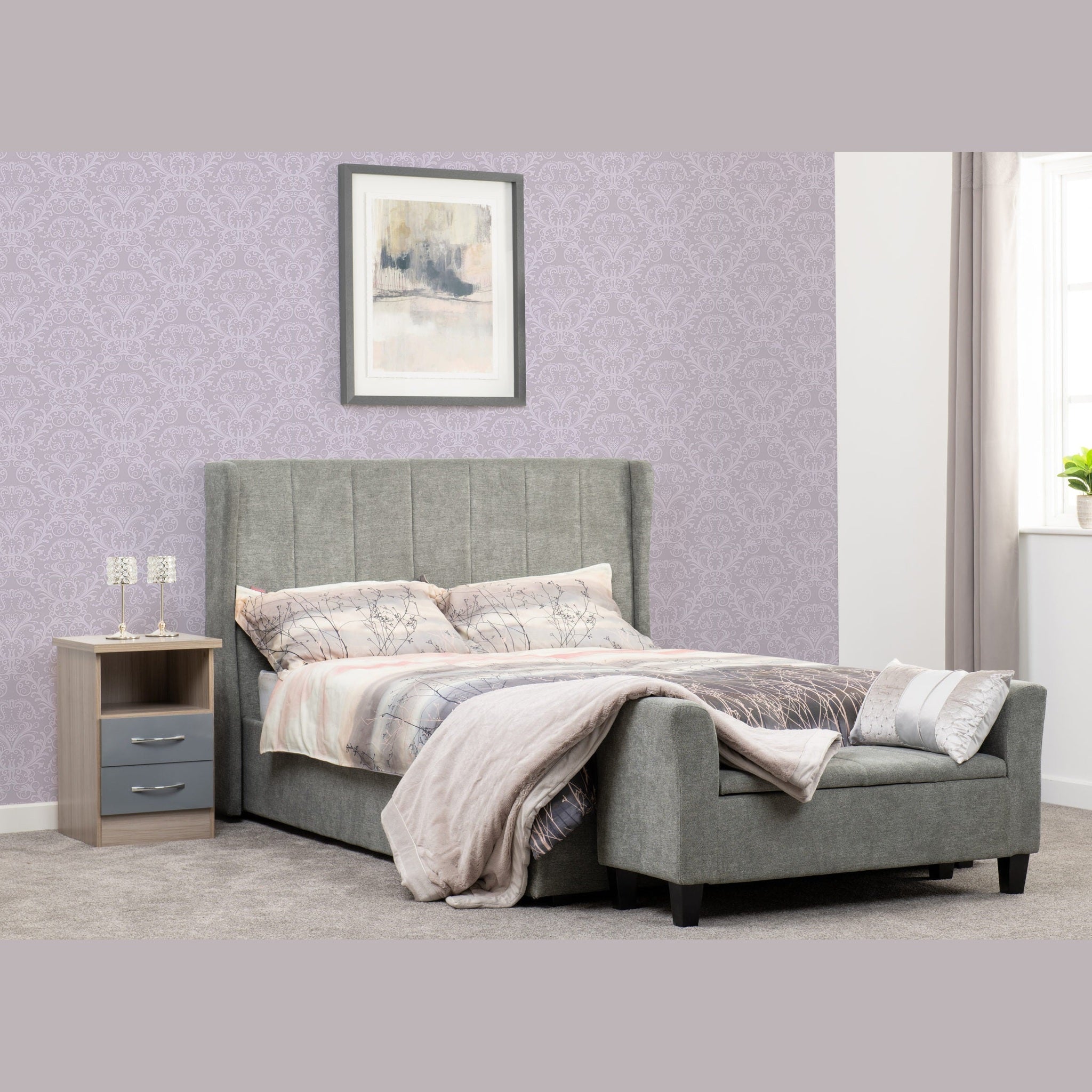 Amelia 4'6" Plus Bed - Dark Grey Fabric