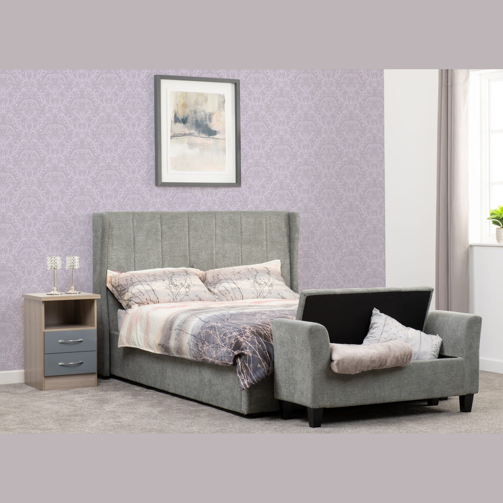 Amelia 4'6" Plus Bed - Dark Grey Fabric