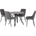 Athens Round & Avery Dining Set X4 Chairs - Concrete/Grey Velvet
