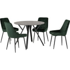 Athens Round & Avery Dining Set X4 Chairs - Concrete/Emerald Green Velvet
