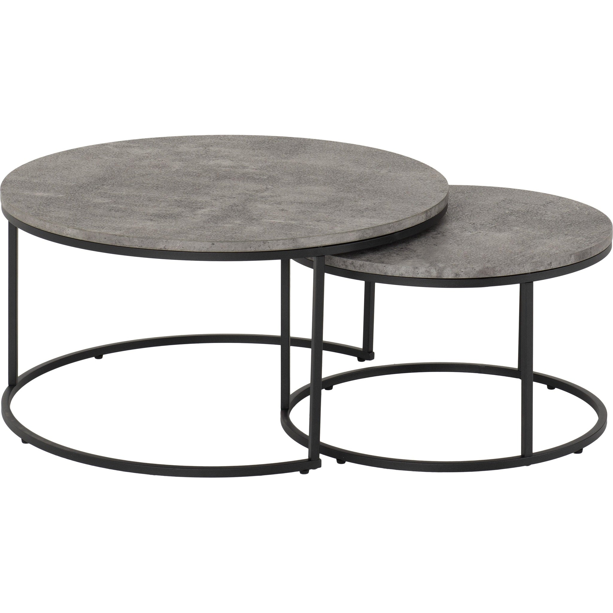 Athens Round Coffee Table Set - Concrete Effect