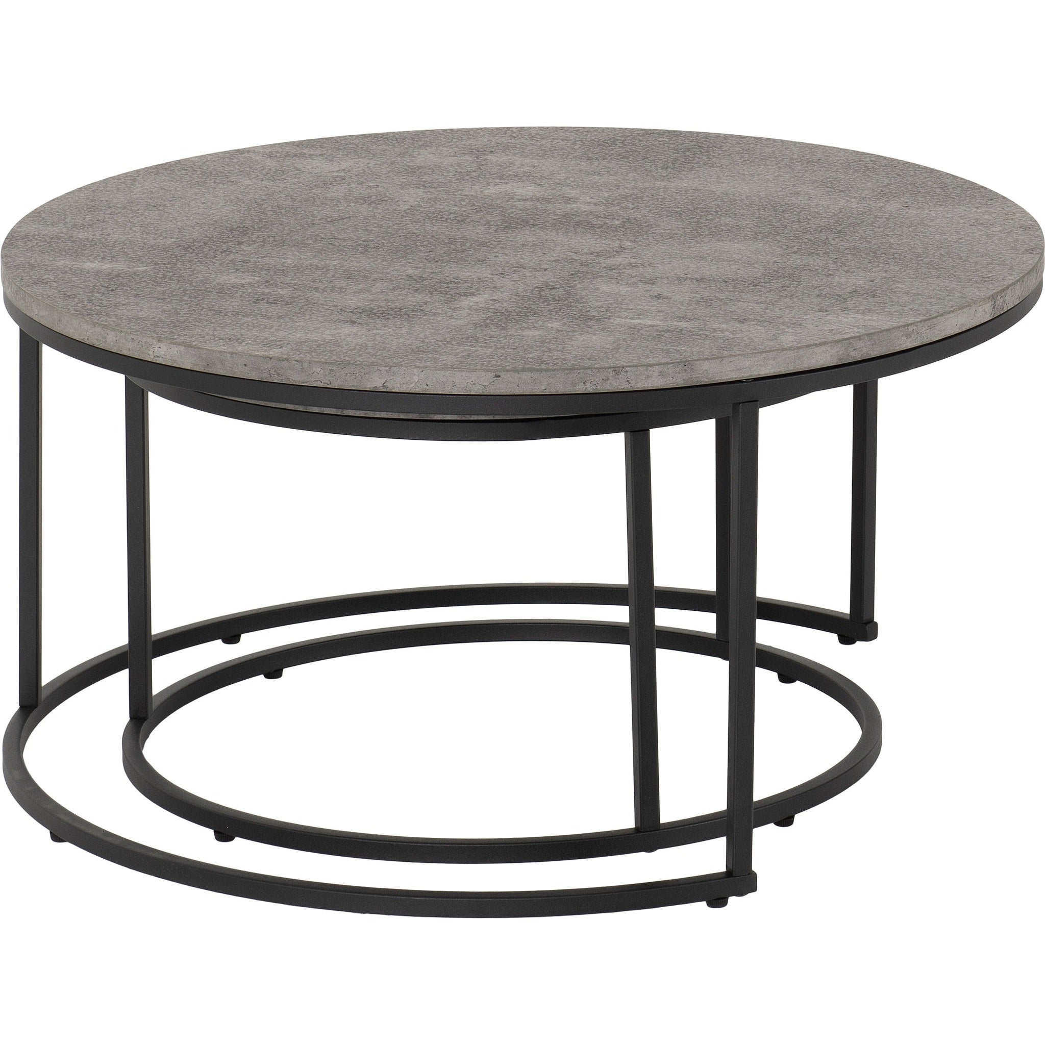 Athens Round Coffee Table Set - Concrete Effect
