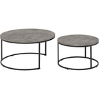 Athens Round Coffee Table Set - Concrete Effect