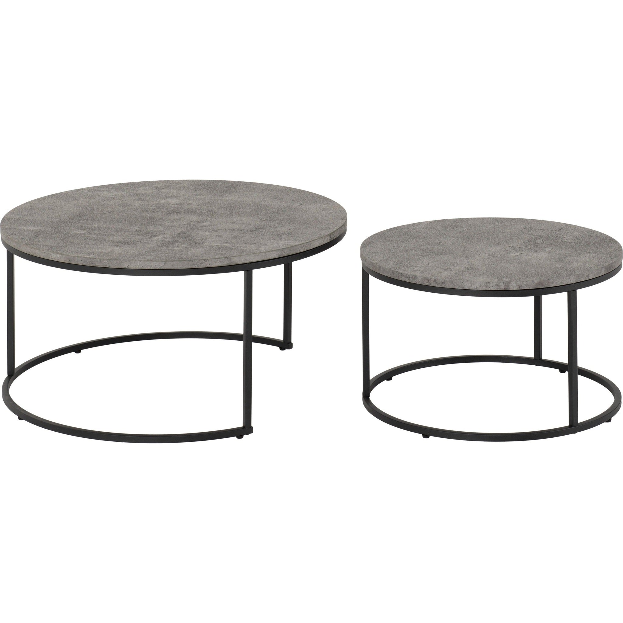 Athens Round Coffee Table Set - Concrete Effect
