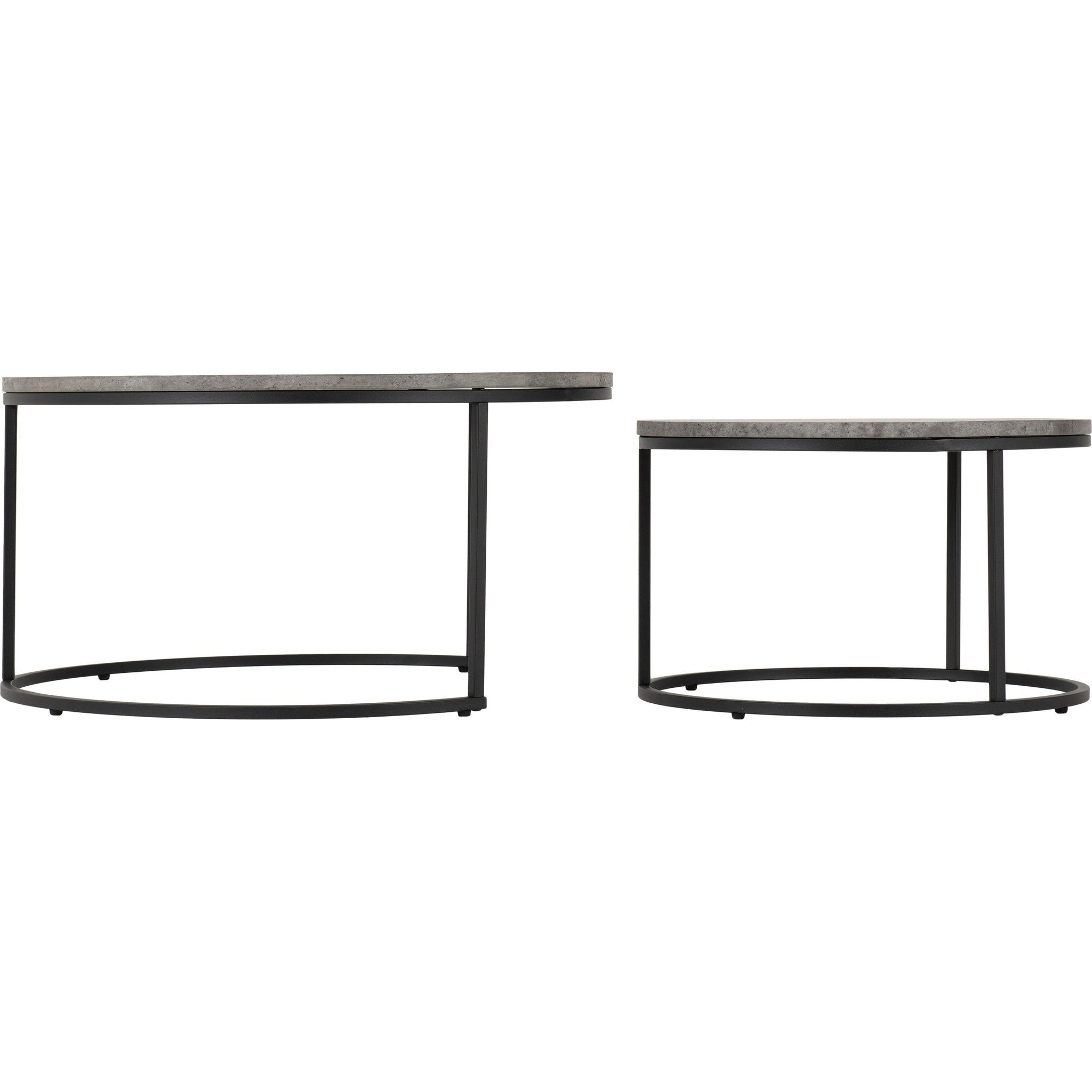 Athens Round Coffee Table Set - Concrete Effect