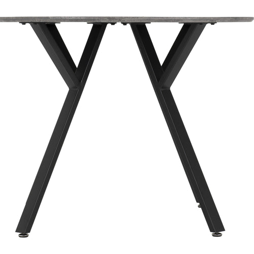 Athens Round & Lukas Dining Set X4 Chairs - Concrete/Sapphire Blue Velvet