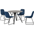 Athens Round & Lukas Dining Set X4 Chairs - Concrete/Sapphire Blue Velvet